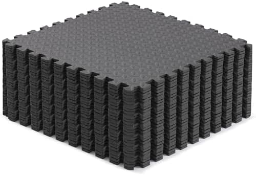 24SQFT-120SQFT Puzzle Exercise Mat for Home Gym, EVA Interlocking Foam Floor Tiles with Border for Workout Equipment Grey,D. 7/16" Thick, 120SQFT