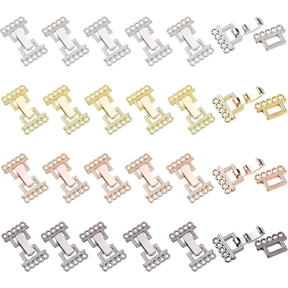 24Sets 5 Strands Clasp Lock Necklace Connector Alloy Bracelet Layer Clasp Pendant 4 Colors Over Clasps Lock Connector DIY