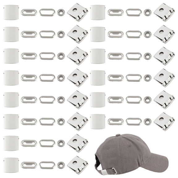 24Sets Brass Baseball Hat Cap Buckle Strap Clasp Clip Kit Hat Cap Buckle with Eyelet Adjustable Buckles for Backpack Straps