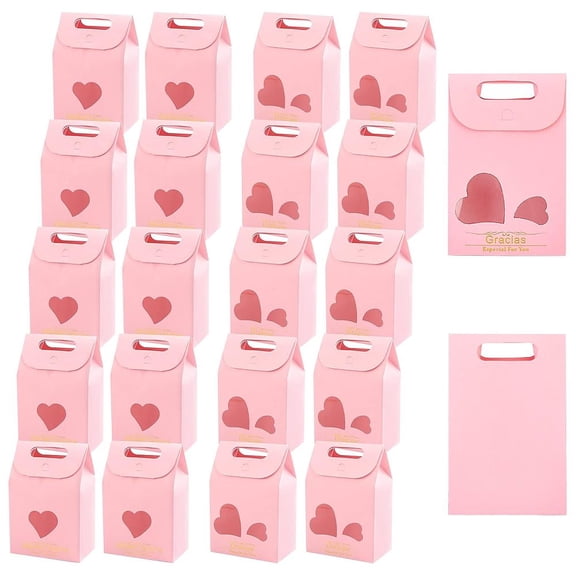 24Sets Paper Favor Gift Boxes Candy Packaging Box Wedding Party Gift Box with Polyester Ribbon Marble Pattern with Word Sweet Memory