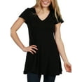 thumbnail image 1 of 24Seven Comfort Apparel Kathy V-Neck Long Tunic Top, 1 of 5