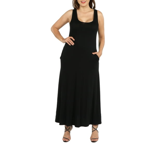 24Seven Comfort Apparel Marion Sleeveless Plus Size Maxi Dress