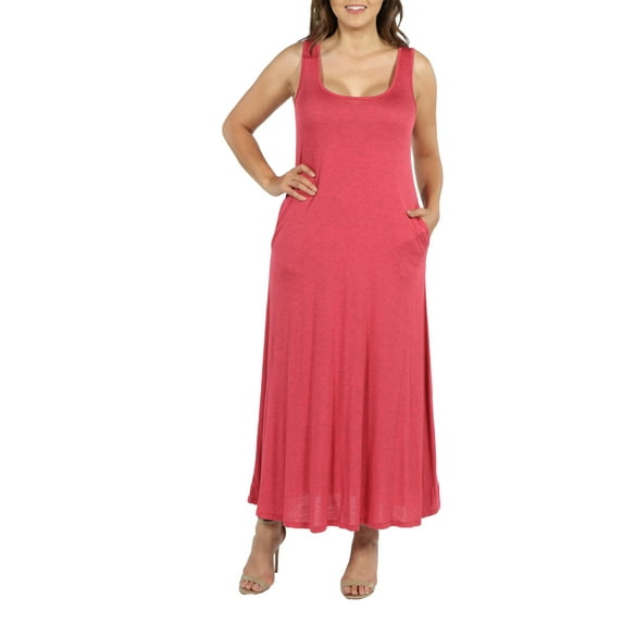 24Seven Comfort Apparel Marion Sleeveless Plus Size Maxi Dress