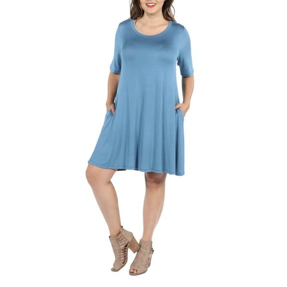 24Seven Comfort Apparel Pocket Plus Size Mini Dress