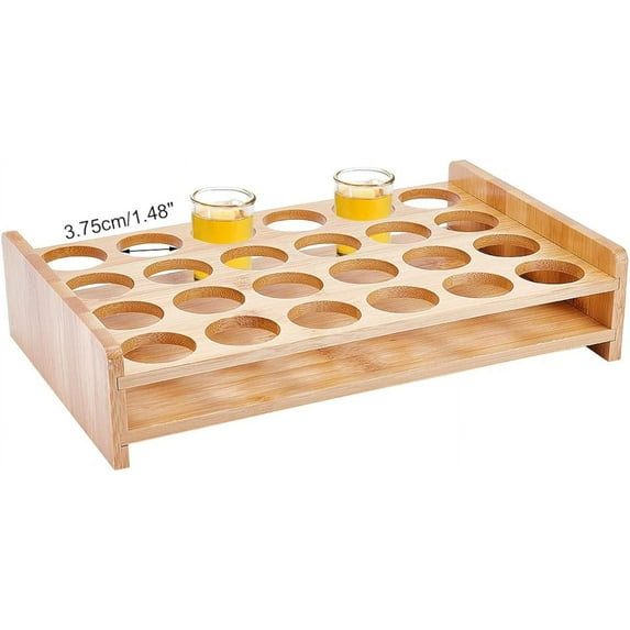 24Shot Glass Holder Hole1.47 Inch Shot Tray Bamboo Serving Storage Bar Accessories