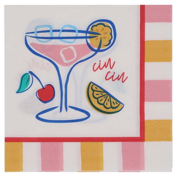 Way to Celebrate La Dolce Vita Cin Cin Lunch Napkins, 6.5" x 6.5", 24 Count