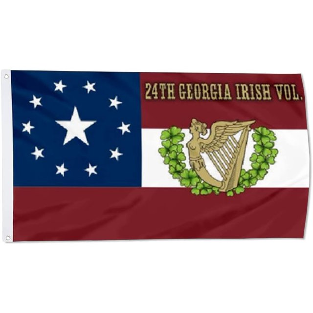 24TH IRISH GEORGE VOLUNTEERS CSA HARP HISTORICAL FLAG 3X5 ft - UV Fade ...