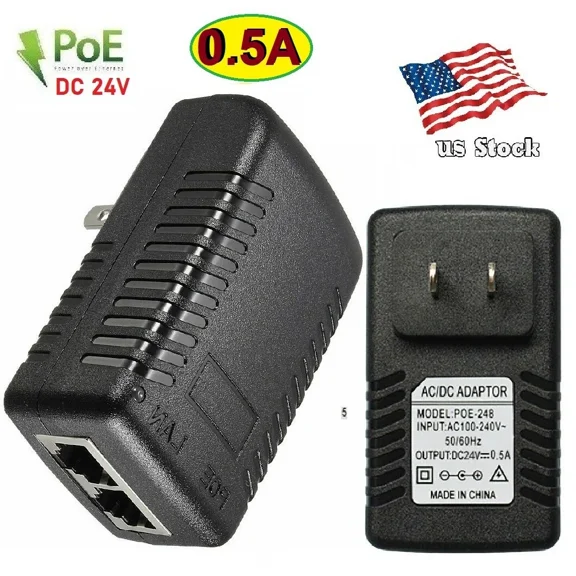 24V 0.5A Wall Plug Poe Injector Ethernet Adapter Ip Phone/Camera Power Supply