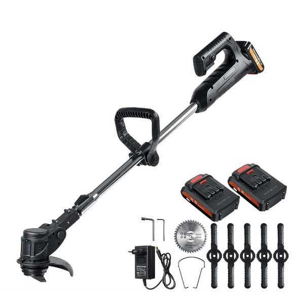 24V 1000W Cordless Electric Lawn Mower 10000RPM Wireless Grass Trimmer Kit With 2 Li-Ion Battery Adjustable Handle Garden Tools ,Security
