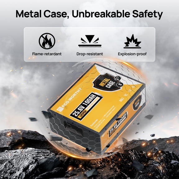 24V 100AH LiFePO4 Lithium Battery, Deep Cycles Rechargeable Battery with Low-Tem Protection, Max. 2560W for Off-Grid