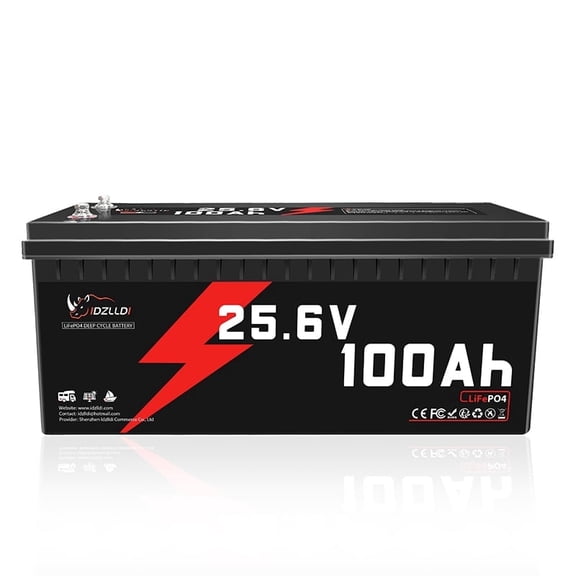 24V 100Ah LiFePO4 Battery, Bulit-in 100A BMS Protect, Max 2560Wh Energy, 4000+ Deep Cycle Rechargeable Lithium Battery for RV, Solar System, Camping, Marine, Off-Grid