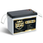 24V 100Ah LiFePO4 Battery, Lithium Battery Built-in 100A BMS, 5000 Cycles Rechargeable Battery, Max. 2560W Load Power, Perfect for RV, Solar, Marine, Overland/Van, Off-Grid