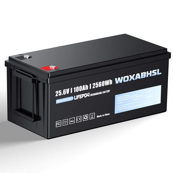 24V 100Ah LiFePO4 Lithium Battery, 15000+ Deep Cycles, Lightweight Maintenance-Free for Solar RV Marine Off-Grid Backup Power