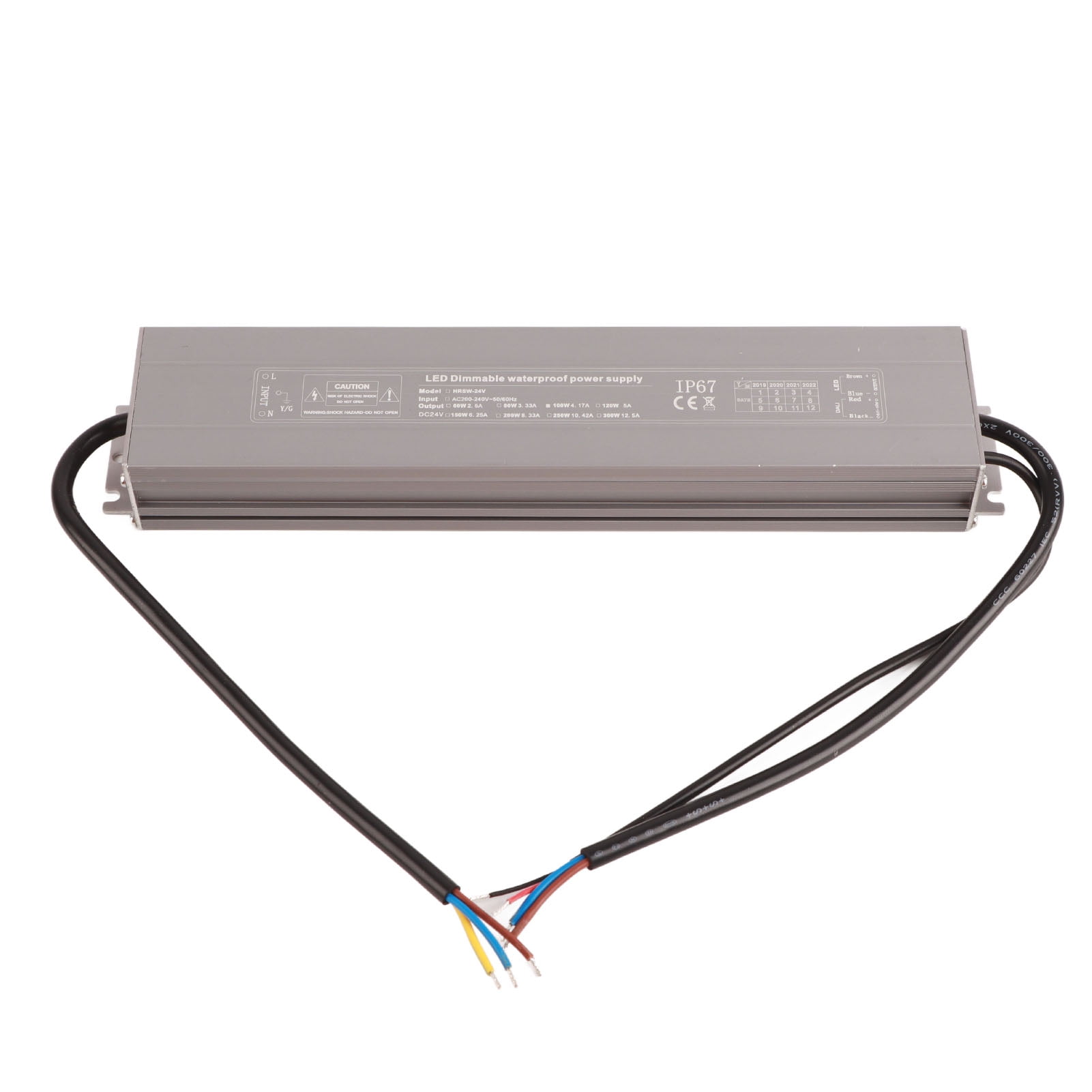 24V 100W Dimmable, IP67 Rated, AC220-240V Input, 50/60Hz Waterproof LED Power Supply