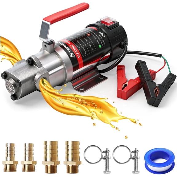 24V 100W Electric Oil Extractor Pump, 3.2 GPM Flow Rate Flow Gear Oil Change Pump for Gear Oil, Transmission Fluid, Engine Oil, and Lubricant, for Cars, Trucks, Boats, and Equipment