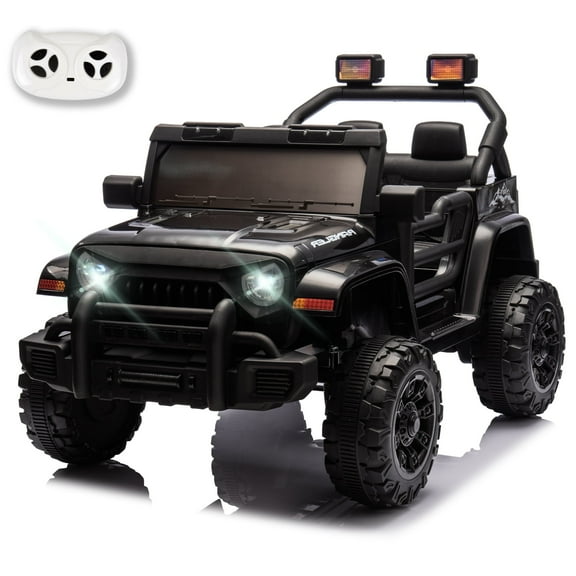 Xuanlur 12V Kids Ride on Car with Remote Control, Ride on Toys w/ Dual Drive, Four-Wheel Suspension, Bluetooth Music, LED Lights, USB, Shock Absorption, Toys Car for Kids Aged, Black