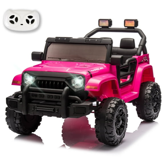 Xuanlur 12V Kids Ride on Car with Remote Control, Ride on Toys w/ Dual Drive, Four-Wheel Suspension, Bluetooth Music, LED Lights, USB, Shock Absorption, Toys Car for Kids Aged, Pink