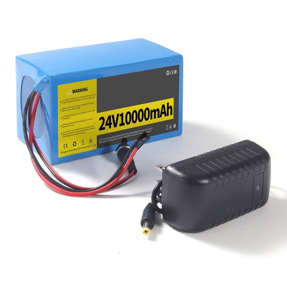 24V 10Ah Battery Pack for DIY Projects, 24V Rechargeable Lithium Battery with 29.4V 1A Charger, Bare Wire Output