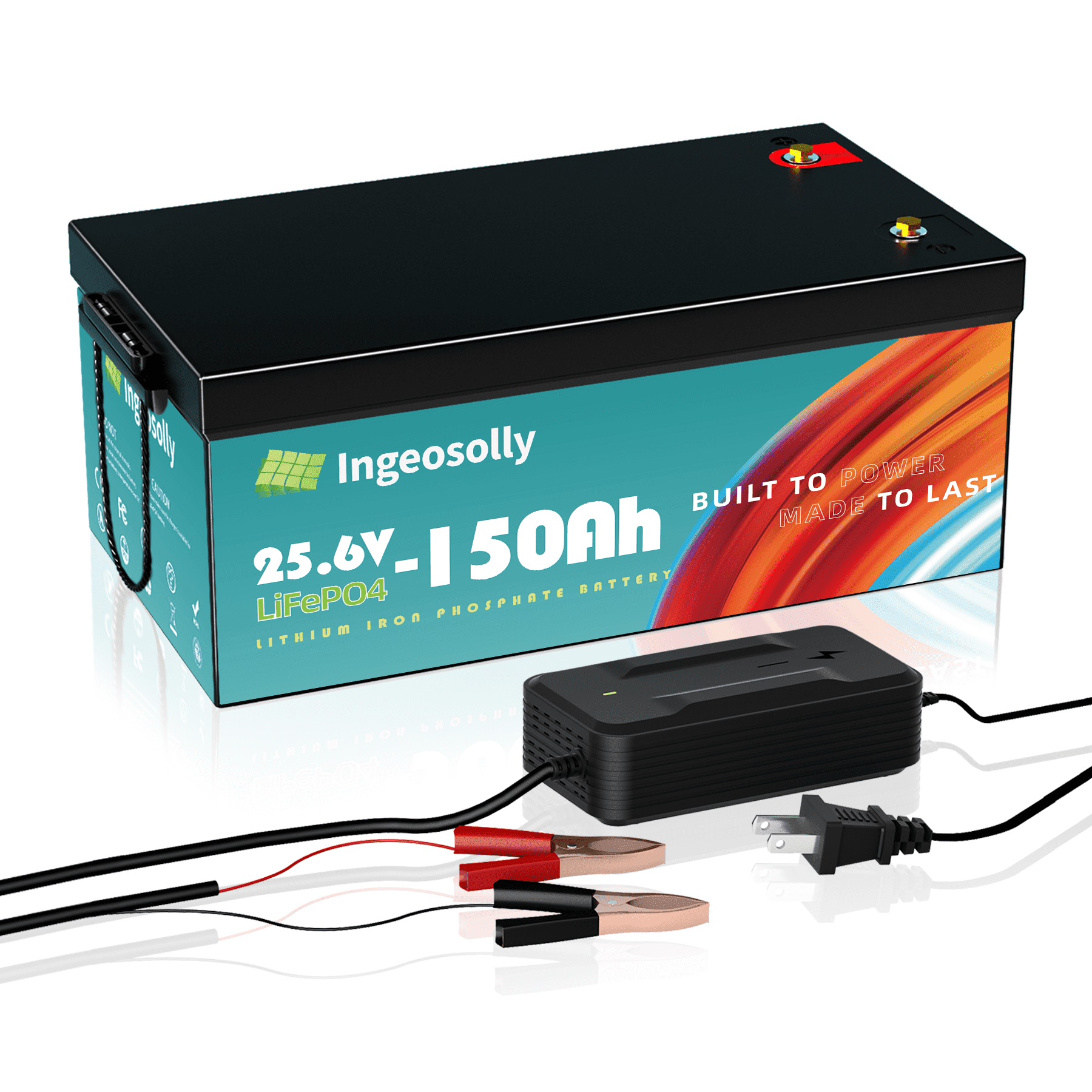 24V 150Ah LiFePO4 Battery,15000 Deep Cycles,Ingeosolly for RV,Trolling Motor,Solar,Camping,Marine,Backup Power,100A BMS