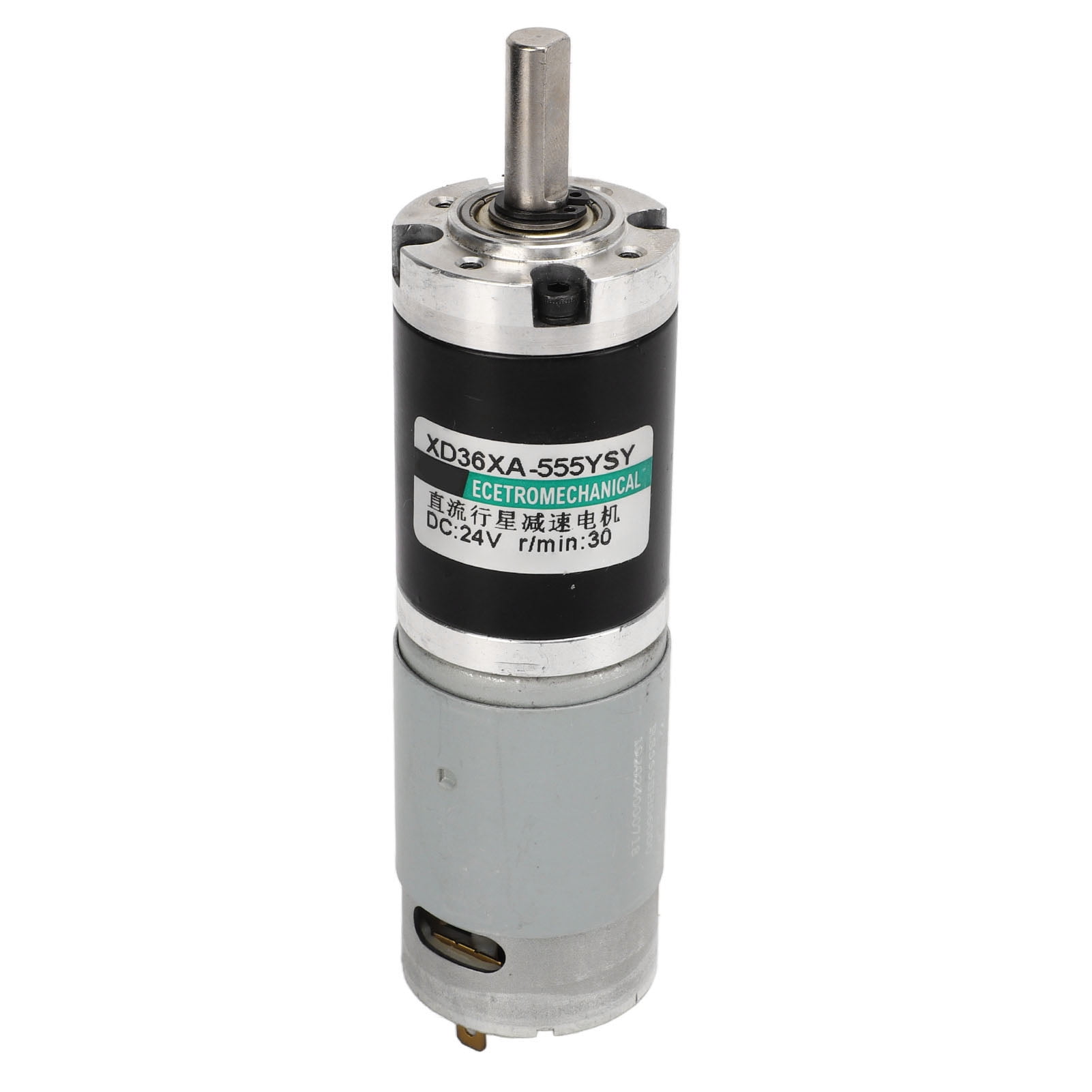 24V 15W Mini Electric Motor with Copper Gear, 30r/min, Black & Silver High-Torque, Low-Noise DC Motor