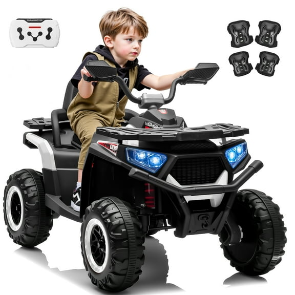 24V 2 Seater 4WD Ride on Toys ATV for Kids 4*200W 4-Wheeler Quad w/ MP3 LED Lights Music, Black