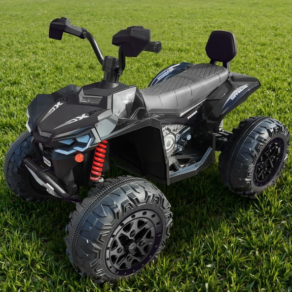 24V 2 Seater 4WD Ride on Toys ATV for Kids 4*200W 4-Wheeler Quad w/ MP3 LED Lights Music, Black