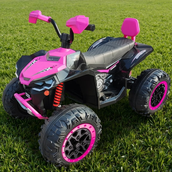 24V 2 Seater 4WD Ride on Toys ATV for Kids 4*200W 4-Wheeler Quad w/ MP3 LED Lights Music, Pink