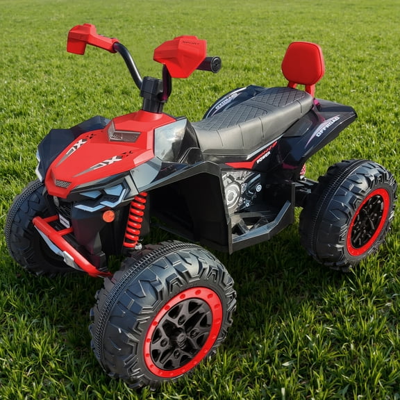 24V 2 Seater 4WD Ride on Toys ATV for Kids 4*200W 4-Wheeler Quad w/ MP3 LED Lights Music, Red