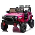 thumbnail image 1 of iRerts 24V Ride on Cars, Powered Ride on Truck Toys with Remote Control, Bluetooth, Music, USB/AUX Ports, LED Light, 4 Wheel Suspension, Kids Cars Electric Vehicles for Boys Girls Ages 3-6, Rose Pink, 1 of 9