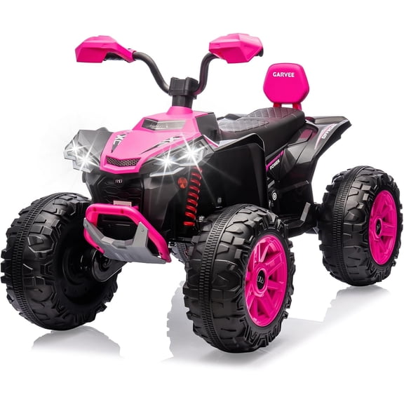 24V 2 Seater Electric Ride On ATV, Dual Motor 4 Wheeler Quad with Remote, Spring Suspension, LED Lights, Bluetooth, 110 lbs Capacity,Pink