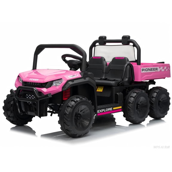 24V 2-Seater Kids Electric Ride On UTV with Remote Control, 4WD, Dump Bed & Suspension,Pink