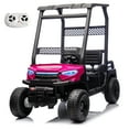 thumbnail image 1 of 24V 2 Seater Kids Ride on Car, 4WD Golf Cart with Parent Remote Control, 4x4 Motors Ride on Truck with Roof, Toddler Electric Vehicle with Storage Box, Foot Pedal, Music Player, Lights, Rose Pink, 1 of 9