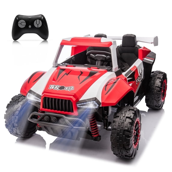 24V 2-Seater Kids Ride On Car Electric Off-Road UTV Side by Side with 2WD Powered Wheel Electric Vehicle with Remote Control, Bluetooth, LED Light Gift for Boys and Girls 3+ Aged