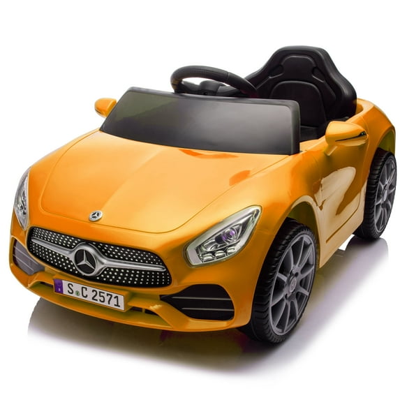 Xuanlur Licensed Benz CLS 350 12V Electric Ride on Toys with Parent Remote Control, Spring Suspension, Electric Car for Kids, Power Car Wheels with Bluetooth Music, LED Lights (Orange)