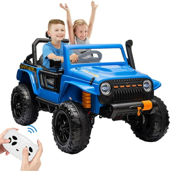 24V 2 Seater Kids Ride On Car Truck, 4WD Electric Vehicles with 4x55W Powerful Motors,Kids Ride On Car Toys with Remote Control,7.0 Mph Max Speed,LED Light,Music,Bluetooth,Spring Suspension