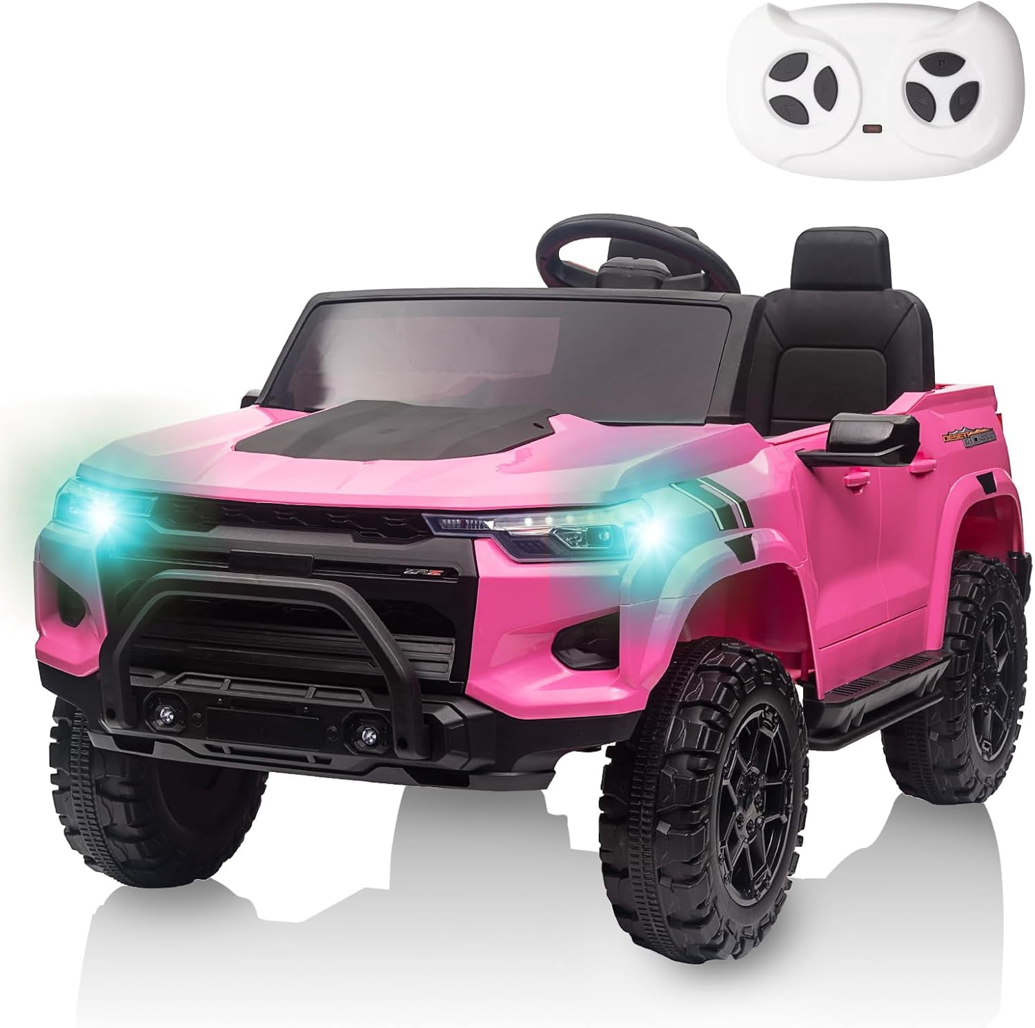 12 V Ride on Car Truck with Remote Control, 2 Seater Kids Electric Car, Spring Suspension, 9Ah Battery Powered, 3 Speeds, Double Doors, Music Player