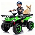 thumbnail image 1 of 24V Ride on Car, Kids ATV Quad with Bluetooth Music w/Storage Racs, Anti-Slip Tires, 160W Motors, Crash Bars, Power Display, LED Lights & Bluetooth, 24 Volt Ride on Toys for Toddlers Ages 3+, Green, 1 of 8