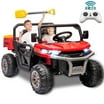 24V Ride On Truck 2-Seater UTV with 2x200W Motor, Dump Bed/Shovel, Remote Control Electric Ride On Car with Non-Slip Tyres for Boys and Girls