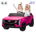 thumbnail image 1 of 24V 2-Seater Kids Ride-On Car, Licensed Cadillac Battery Powered Electric Truck with Remote Control, Dual Motors, Spring Suspension, LED Lights, Music, Ride-On Toy for Toddlers Boys Girls, Hot Pink, 1 of 8