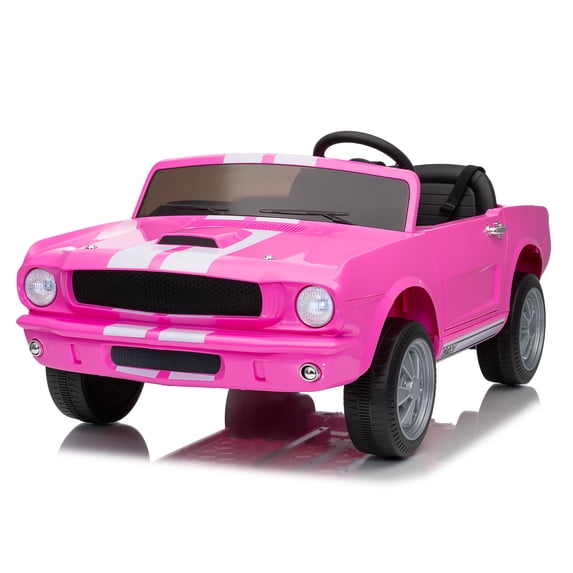 24V 2 Seater Kids Ride On Electric Car Shelby GT350 with Remote Control, Safety Belt, LED Lights, 3 Speeds, Pink