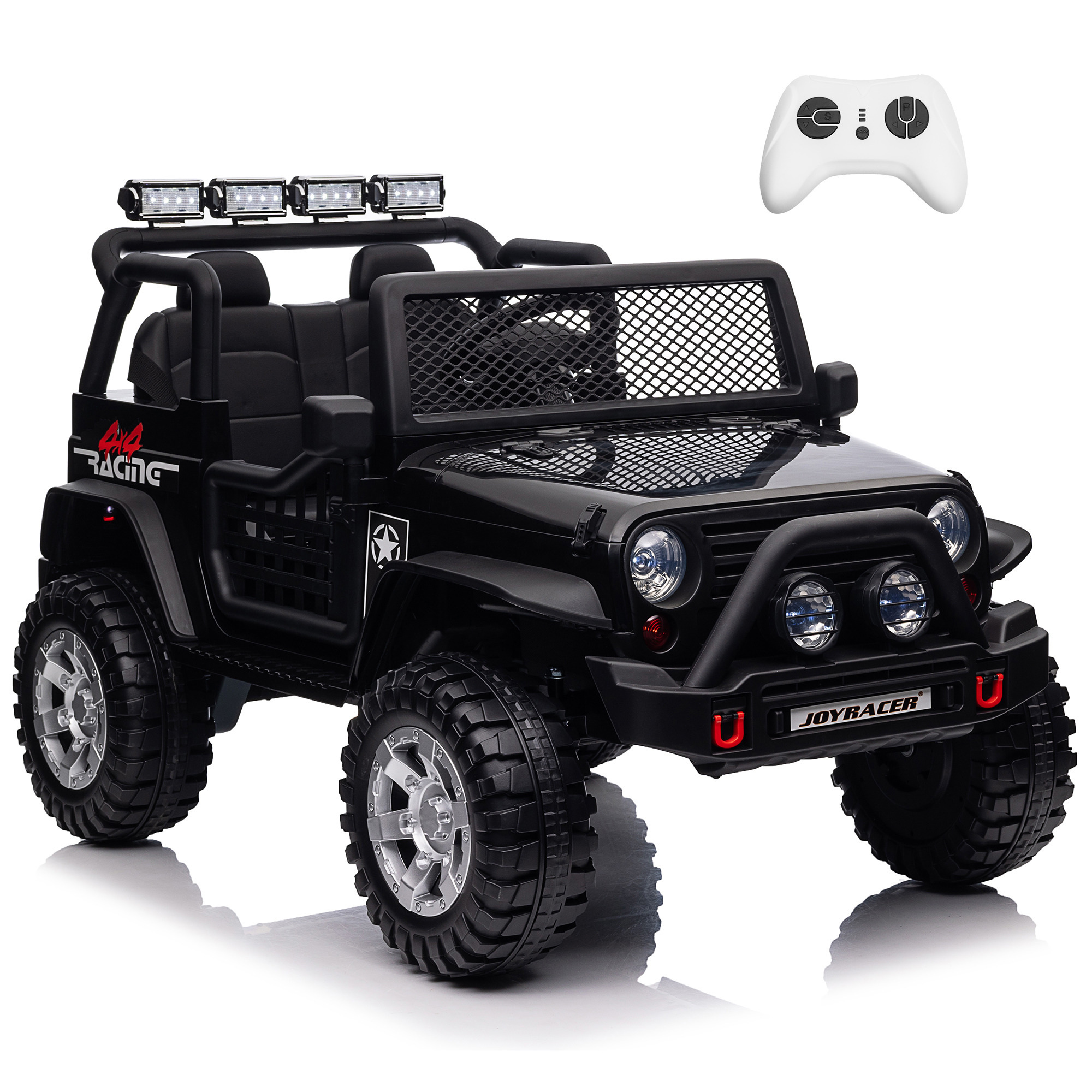 Joyracer 4WD 24V Ride On Toys Truck with Remote Control, 2 Seater 800W 9AH Powered Ride on Electric Car, Bluetooth MP3 Music, 4 Wheels Suspension, 3 Speeds, Black