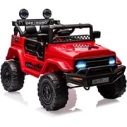 24V 2-Seater Off-Road Electric Ride-On Car, Dual Operating System, Parental Remote Control, Built-In Music & LED Lights, Sturdy Metal Frame for Outdoor Recreation Red