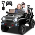 thumbnail image 1 of 24V 2 Seater Ride on Car for Kids, Electric Truck with Remote Control, 20.28" Wide Seat, Powerful 2x200W Motor, Bluetooth, MP3, Two Seat Belts, Lights, Electric Car for Boys and Girls (Black), 1 of 8