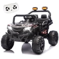 thumbnail image 1 of 12V Powered Ride on Car UTV, Kids Ride on Toys for Toddlers Ages 3-5, Ride on Vehicles with Remote Control, Bluetooth, Music, 4 Wheels Suspension, Electric Cars for Kids Boys Girls, Black, 1 of 13
