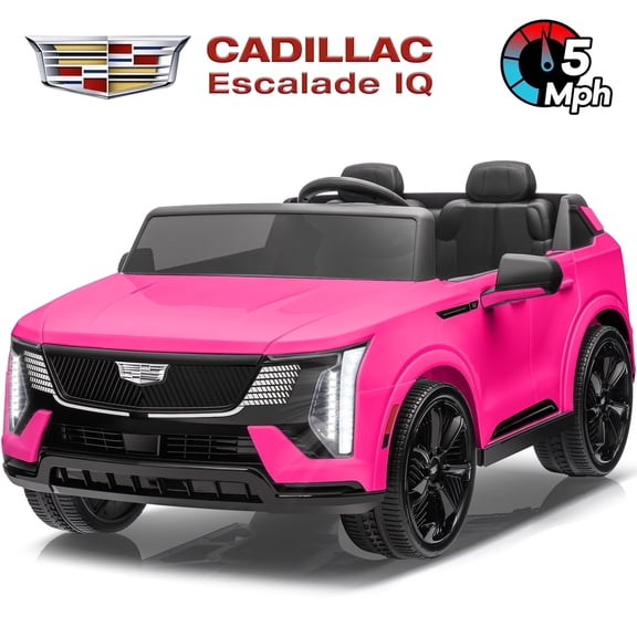 24V 2 Seater Ride on Cars, Licensed Cadillac Escalade IQ Powered Ride on Toys Truck with Remote Control, 4 Wheels Spring Suspension, LED Light, Electric Cars for Kids Ages 3-8 Gifts, Pink