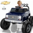 thumbnail image 1 of Chevrolet Cheyenne 24 Volt Ride on Toys with Remote, Ride on Truck for Big Kids 3-8 Years, Wisairt Power Car Wheels with 2 Seater, Blue, 1 of 10