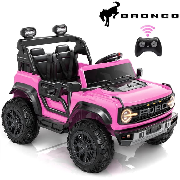 iYofe 24V 2 Seater Ford Bronco Raptor Powered Ride on Car with Remote Control, Bluetooth, Ages 3-8, Pink