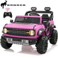 thumbnail image 1 of 24V 2 Seater Ride on Cars, Licensed Ford Bronco Raptor Powered Ride on Toys Truck with Remote Control, 4 Wheels Spring Suspension, Bluetooth, LED Light, Electric Cars for Kids Ages 3-8 Gifts, Pink, 1 of 9