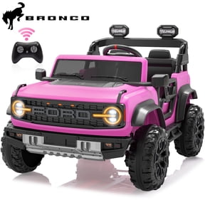 iYofe 24V 2 Seater Ride on Cars, Licensed Ford Bronco Raptor Powered Ride on Toy Truck with Remote Control, 4 Wheels Spring Suspension, Bluetooth Music, LED Light, Electric Car for Kids 3-8, Pink