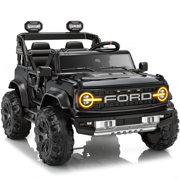 iYofe 24V 2 Seater Ford Bronco Raptor Powered Ride on Car with Remote Control, 4 Wheels Suspension, Ages 3-8, Black